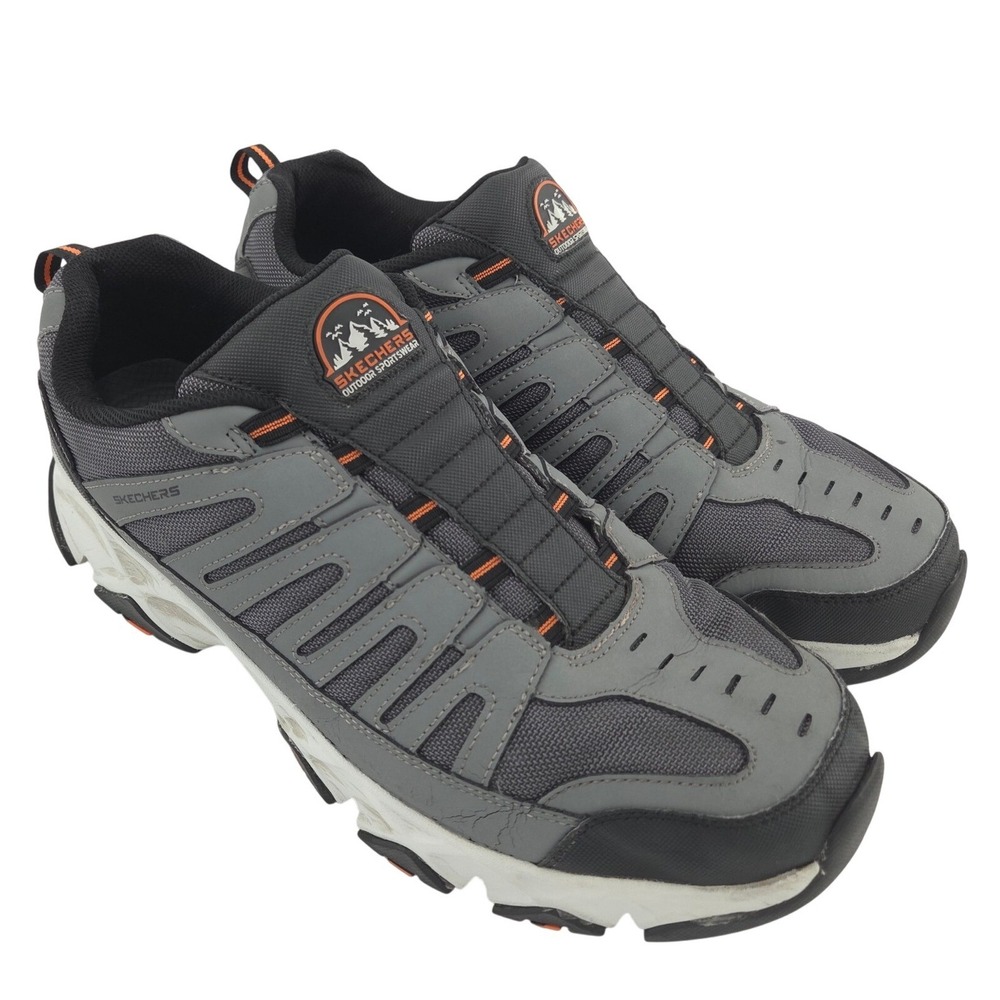 Skechers Crossbar Sneaker Men 13 Gray Black Water Repellent Outdoor Slip On Shoe
